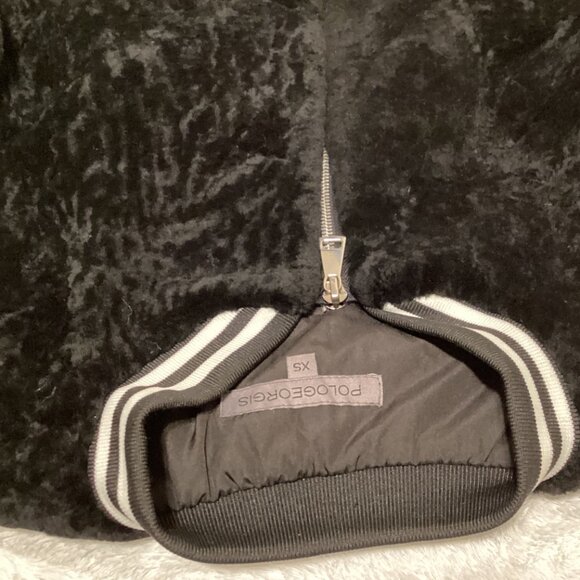 POLOGEORGIS Varsity Style 100% Genuine Shearling Fur Jacket - Picture 3 of 6